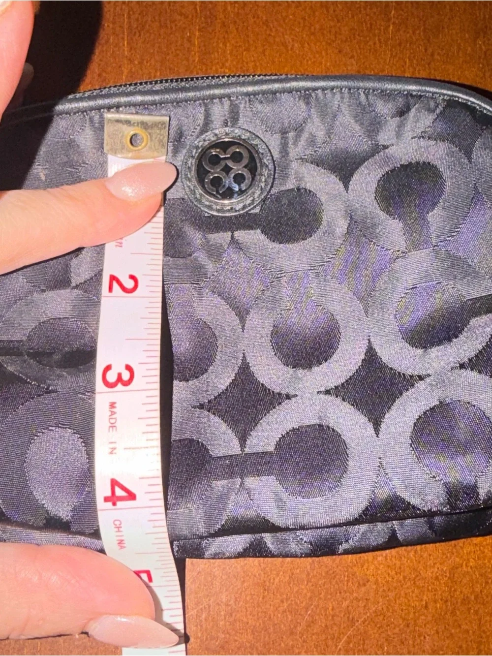 Coach Black Signature Jacquard Cosmetic Pouch